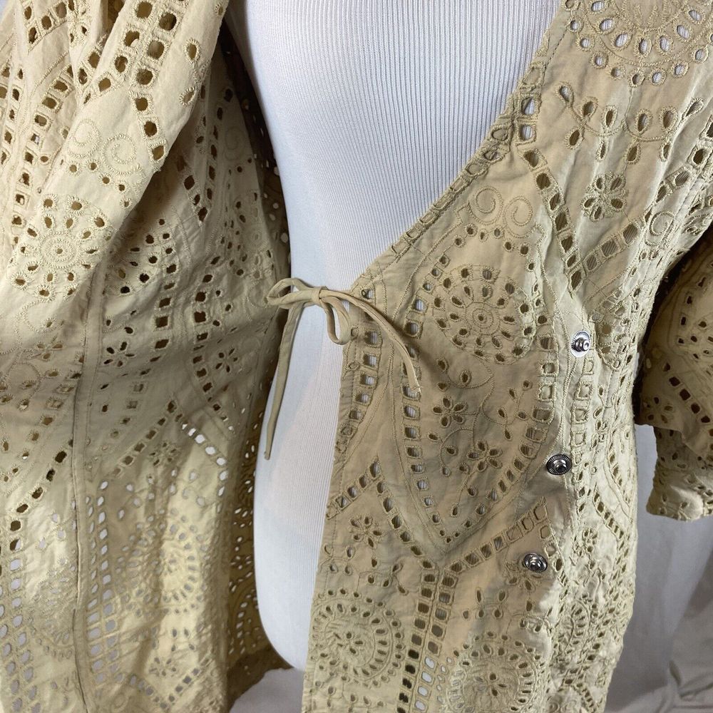 GANNI Size EU 38 US 6 Mini Dress Broderie Anglaise Cotton Balloon-sleeve Eyelet - Picture 7 of 10